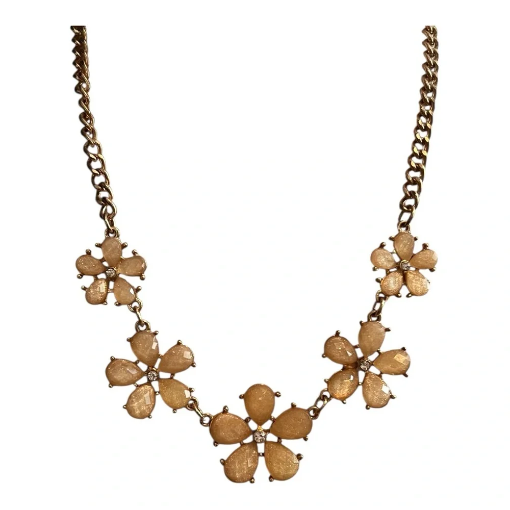 Elegant Floral Necklace in Gold - 16” Plus 3” Extender